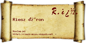 Riesz Áron névjegykártya
